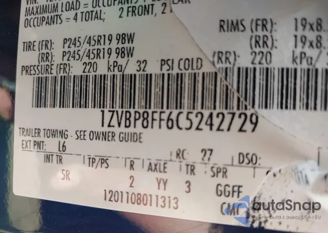 2012 Ford Mustang Gt Premium z USA, uszkodzony, nr VIN 1ZVBP8FF6C5242729